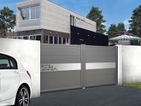 Modern house exterior with garden